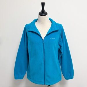 Columbia Blue Fleece Benton Springs Full Zip Up Grey Embroidered Logo Jacket 1X